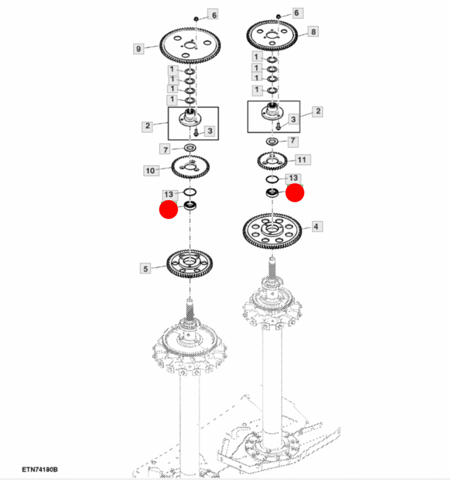 Upper Drum Bearing and Cabinet Gear Train